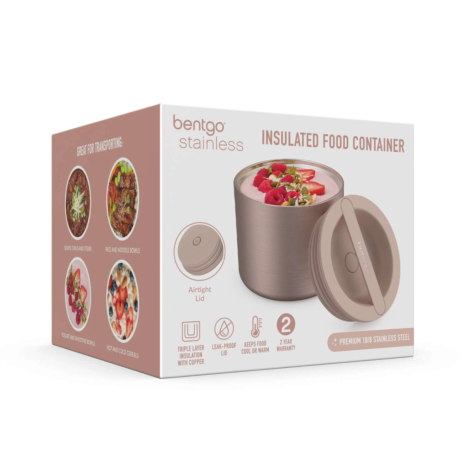 Bentgo 2.4 Cups Rose Gold Food Storage Container 1 Pk 5 Bentgo 2.4 Cups Rose Gold Food Storage Container 1 Pk - Image 3