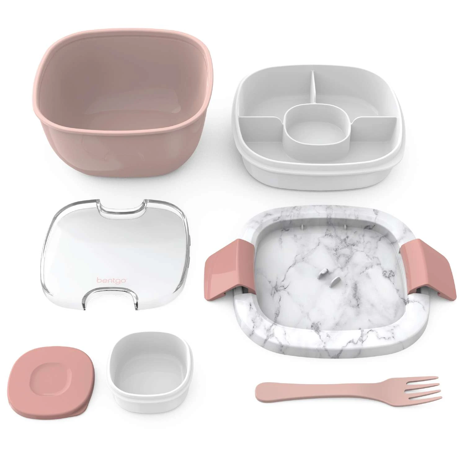 Bentgo Blush Marble Salad Container 1 Pk 4 Bentgo Blush Marble Salad Container 1 Pk - Image 2