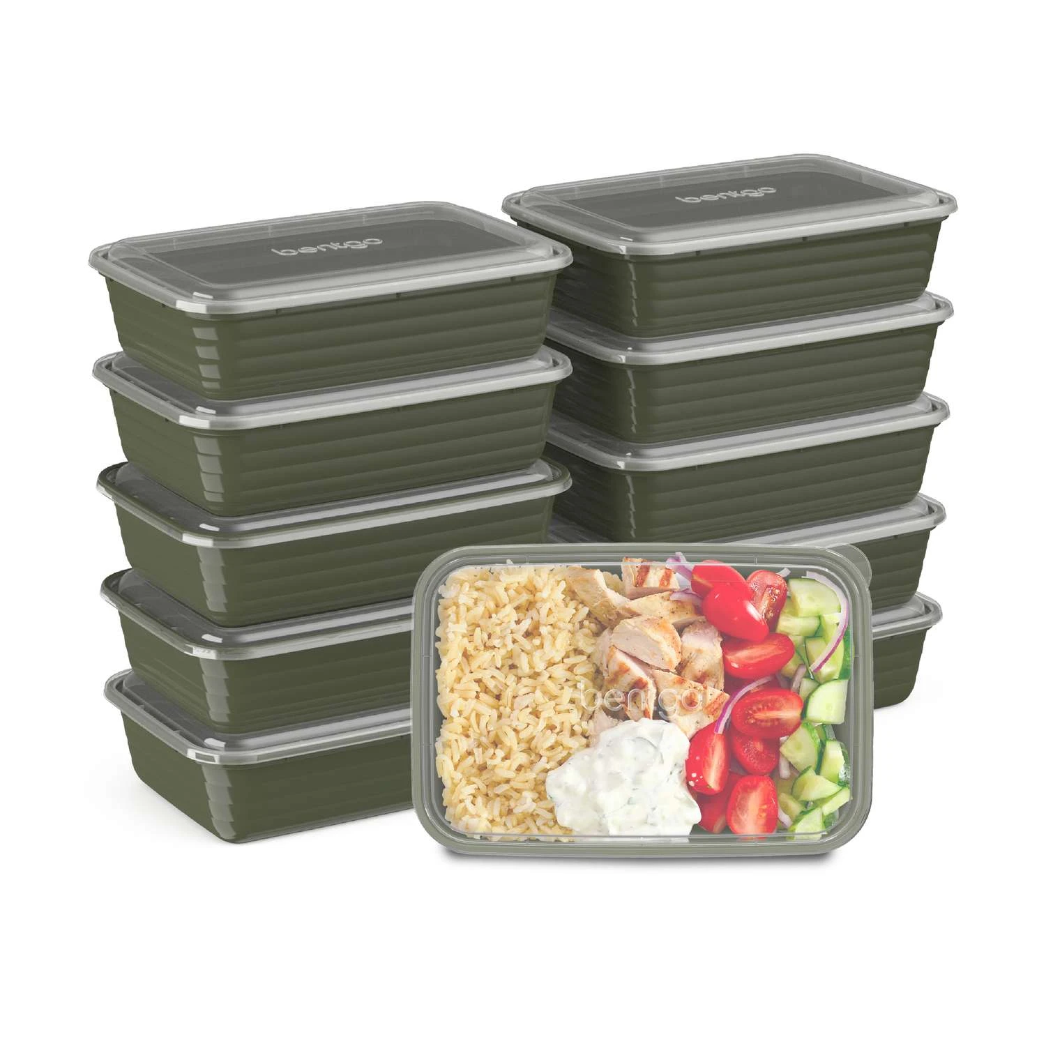 Bentgo 4 Cups Khaki Green Meal-Prep Container 10 Pk 3 Bentgo 4 Cups Khaki Green Meal-Prep Container 10 Pk
