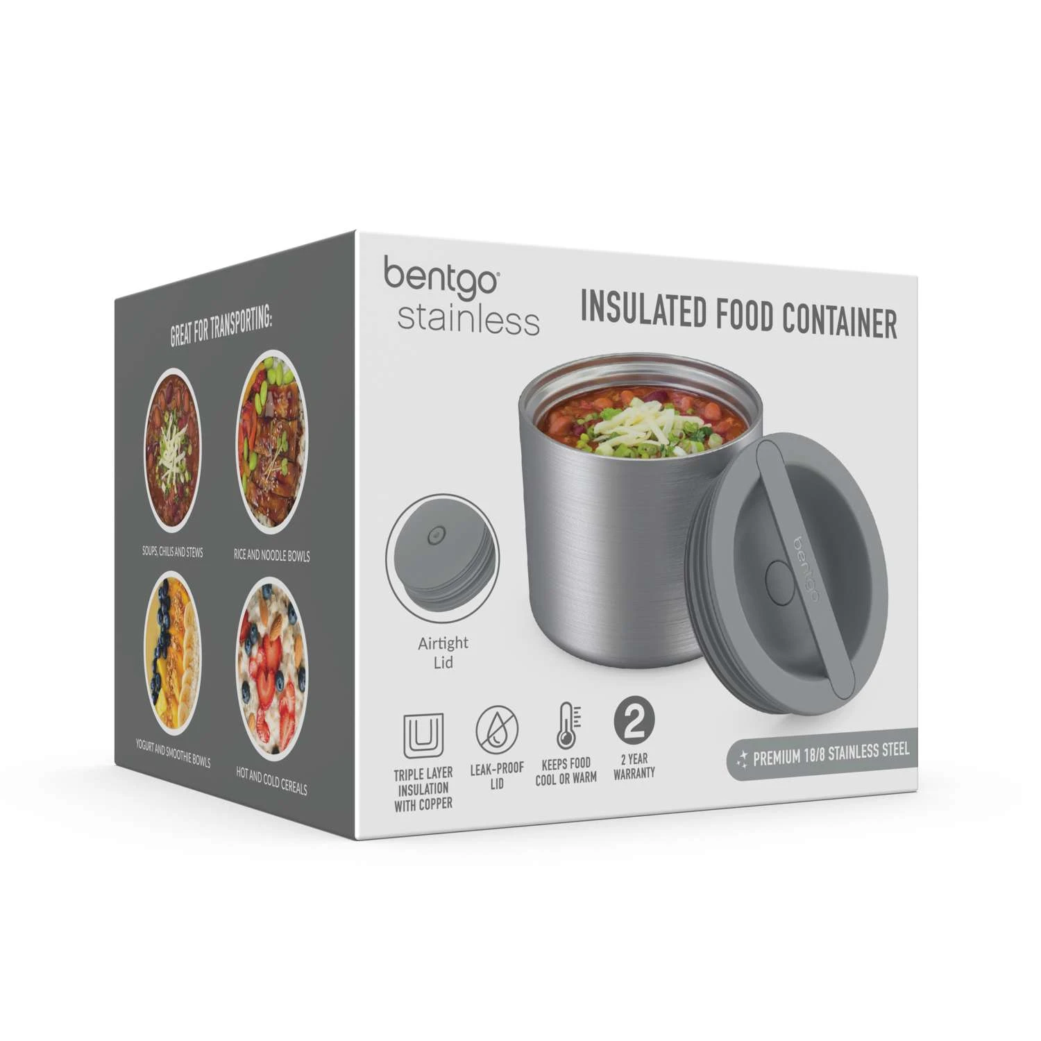 Bentgo 2.4 Cups Silver Food Storage Container 1 Pk 5 Bentgo 2.4 Cups Silver Food Storage Container 1 Pk - Image 3
