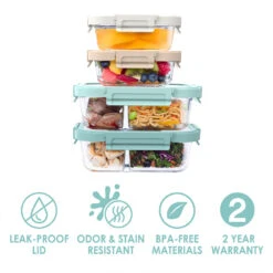 Bentgo Glass Leak-Proof Meal Prep Set (8pc) -Bentgo BGGLSPK1 CO 3