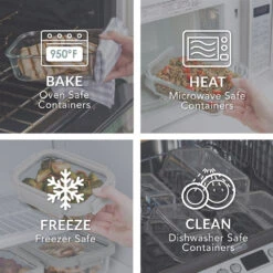 Bentgo Glass Leak-Proof Food Storage Set (4pc) - Pebble/Fog 14 Bentgo Glass Leak-Proof Food Storage Set (4pc) - Pebble/Fog -Bentgo BGGLSPK10 PEBDTC 04