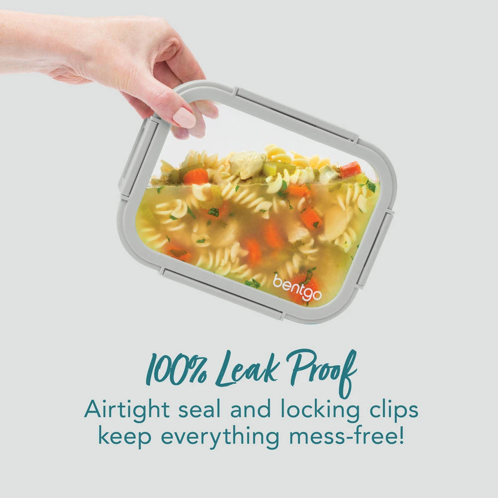 Bentgo Glass Leak-Proof Food Storage Set (4pc) - Pebble/Fog 7 Bentgo Glass Leak-Proof Food Storage Set (4pc) - Pebble/Fog - Image 5