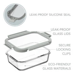 Bentgo Glass Leak-Proof Food Storage Set (4pc) - Pebble/Fog 16 Bentgo Glass Leak-Proof Food Storage Set (4pc) - Pebble/Fog -Bentgo BGGLSPK10 PEBDTC 06