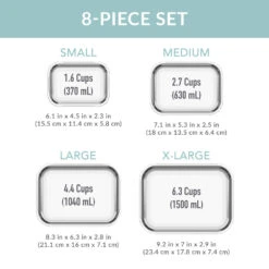 Bentgo Glass Leak-Proof Food Storage Set (8pc) 24 Bentgo Glass Leak-Proof Food Storage Set (8pc) -Bentgo BGGLSPK2 CO 7