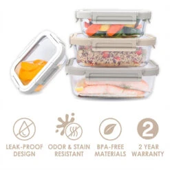 Bentgo Glass Leak-Proof Food Storage Set (8pc) 28 Bentgo Glass Leak-Proof Food Storage Set (8pc) -Bentgo BGGLSPK2 WS 3