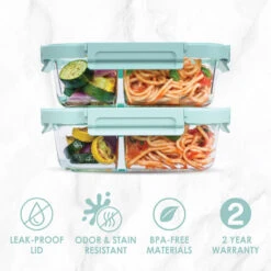Bentgo Glass Leak-Proof Meal Prep Set (4pc) - Seafoam/Seaglass 12 Bentgo Glass Leak-Proof Meal Prep Set (4pc) - Seafoam/Seaglass -Bentgo BGGLSPK3DTC 3