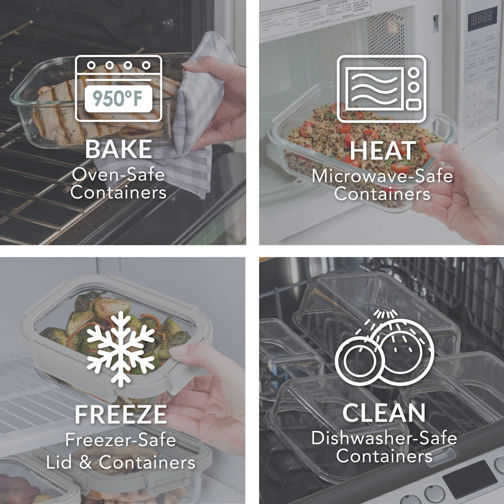 Bentgo Glass Leak-Proof Meal Prep Set (4pc) - Seafoam/Seaglass 6 Bentgo Glass Leak-Proof Meal Prep Set (4pc) - Seafoam/Seaglass - Image 4