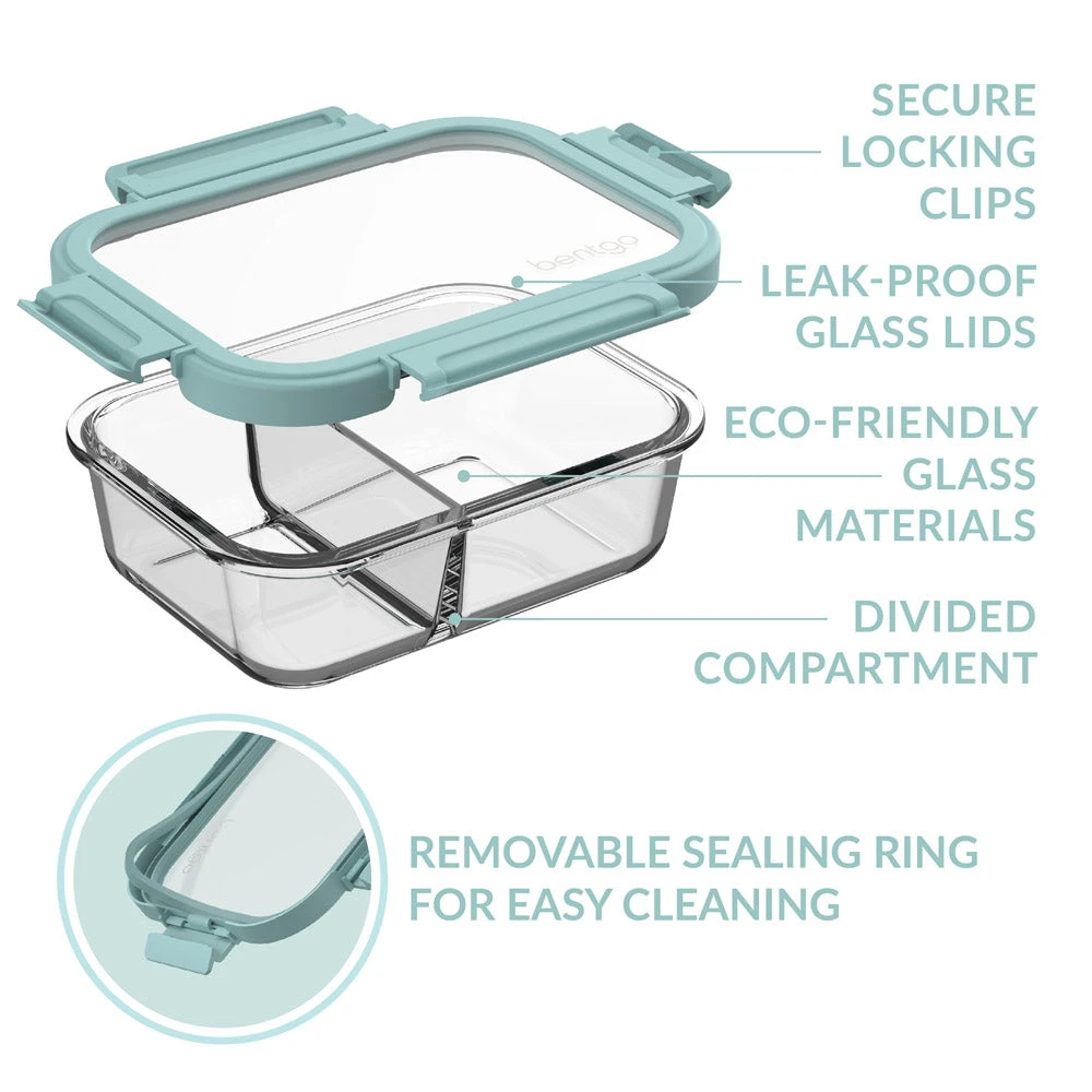 Bentgo Glass Leak-Proof Meal Prep Set (4pc) - Seafoam/Seaglass 8 Bentgo Glass Leak-Proof Meal Prep Set (4pc) - Seafoam/Seaglass - Image 6