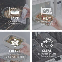 Bentgo Glass Leak-Proof Food Storage Set (4pc) - Frost/Periwinkle -Bentgo BGGLSPK5DTC 4