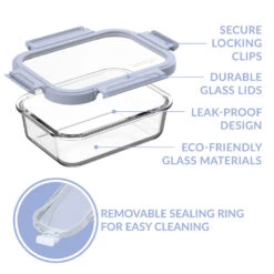 Bentgo Glass Leak-Proof Food Storage Set (4pc) - Frost/Periwinkle -Bentgo BGGLSPK5DTC 6