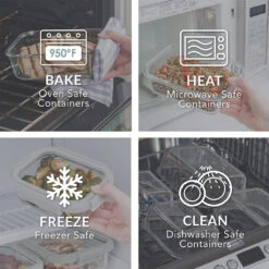 Bentgo Glass Leak-Proof Food Storage Set (4pc) - Pebble/Stone -Bentgo BGGLSPK8 PEBATFDTC 4