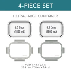 Bentgo Glass Leak-Proof Food Storage Set (4pc) - Pebble/Stone -Bentgo BGGLSPK8 PEBATFDTC 7 1