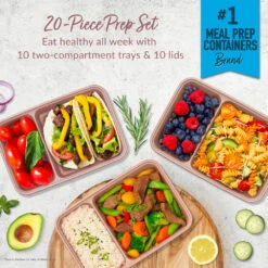 Bentgo Prep 2-Compartment Meal Prep Containers -Bentgo BGPRP2 RG 2b