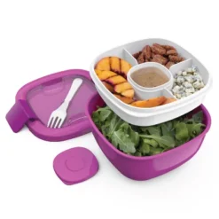 Bentgo Salad Stackable Lunch Container With Large 54oz Bowl, 4-Compartment Tray & Built-In Fork -Bentgo GUEST c8630055 e80a 4a96 8836 8cbc2799bfa6