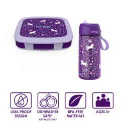 Bentgo Kids Prints Lunch Box & Water Bottle -Bentgo bentgo lunch box bottle bundle unicorn 3