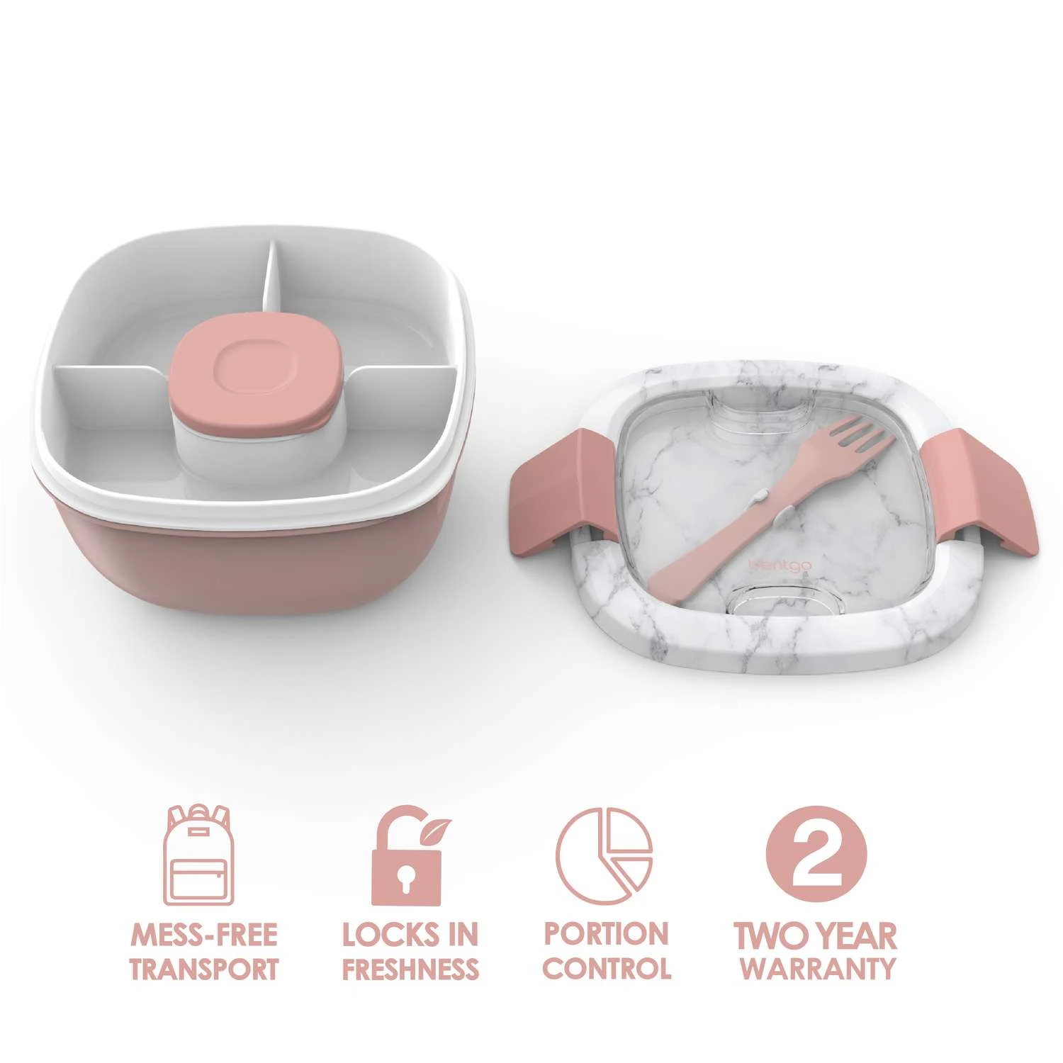 Bentgo Blush Marble Salad Container 1 Pk 5 Bentgo Blush Marble Salad Container 1 Pk - Image 3