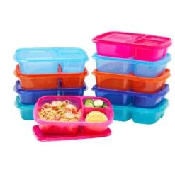 Bentgo Easy Lunch Boxes 3 Compartments Jewel Bright Colors Snack Container 10 Pk
