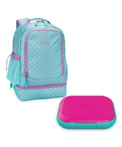 Bentgo 21 Aqua & Pink Mermaid Scale Insulated Backpack Set